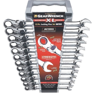 GearWrench 85698 Combination Spanner Set Flexhead XL metric 12 Pieces